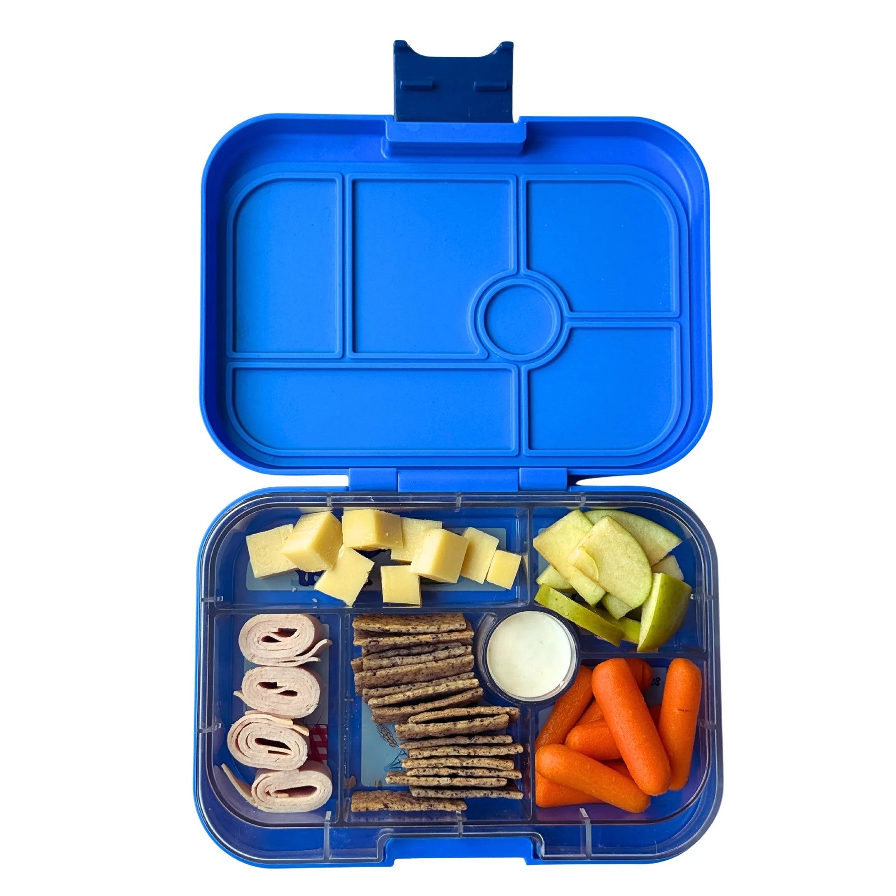 Yumbox Original Surf Blue / Rocket – lunchbox z 6 przegródkami, bezpieczny i idealny na różnorodne i szczelnie zapakowane posiłki, kolor: niebieski