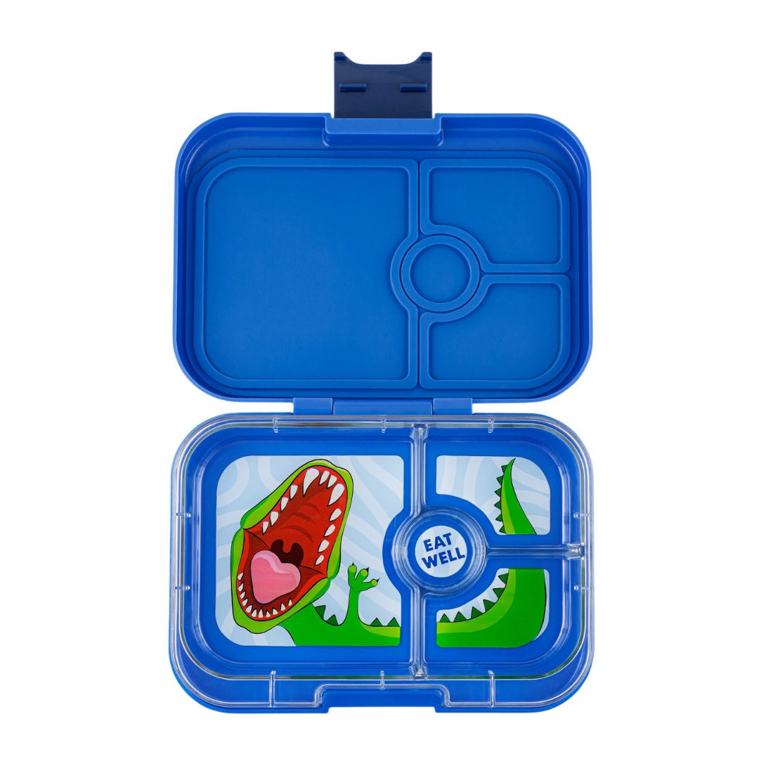Yumbox Panino śniadaniówka dla dzieci Surf Blue/Dino– 4 przegródki, szczelna pokrywka, idealny lunchbox do szkoły i przedszkola, kolor: niebieski