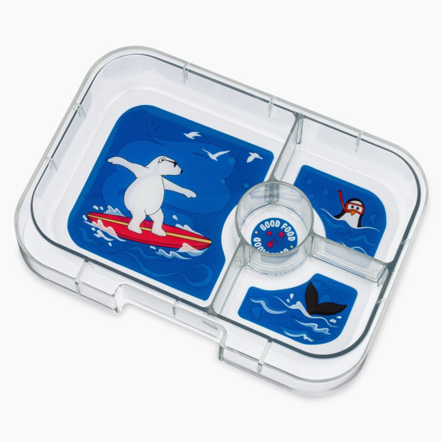 Yumbox Panino śniadaniówka dla dzieci Surf Blue/Polar Bear– 4 przegródki, szczelna pokrywka, idealny lunchbox do szkoły i przedszkola, kolor: niebieski