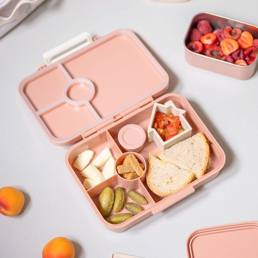 Lunchbox tritanowy Citron Blush Pink 4-komorowy, 700 ml – szczelny, lekki, bez BPA, z pojemnikiem na sos