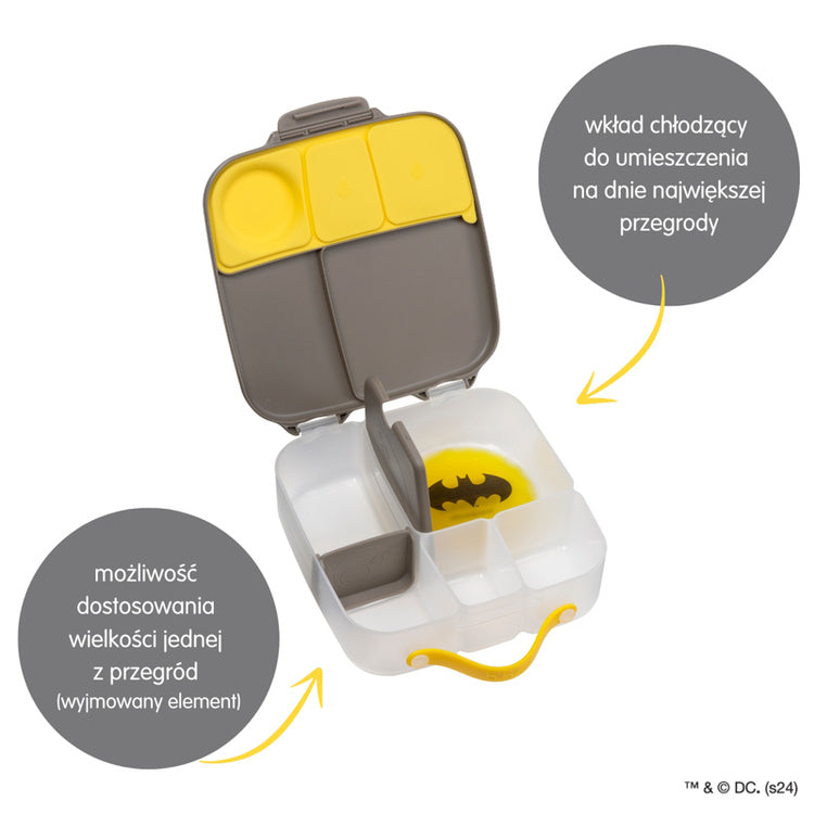 Lunchbox z przegródkami B.box  –  bez BPA, szczelny, pojemny i idealny na cały dzień, wzór: Batman