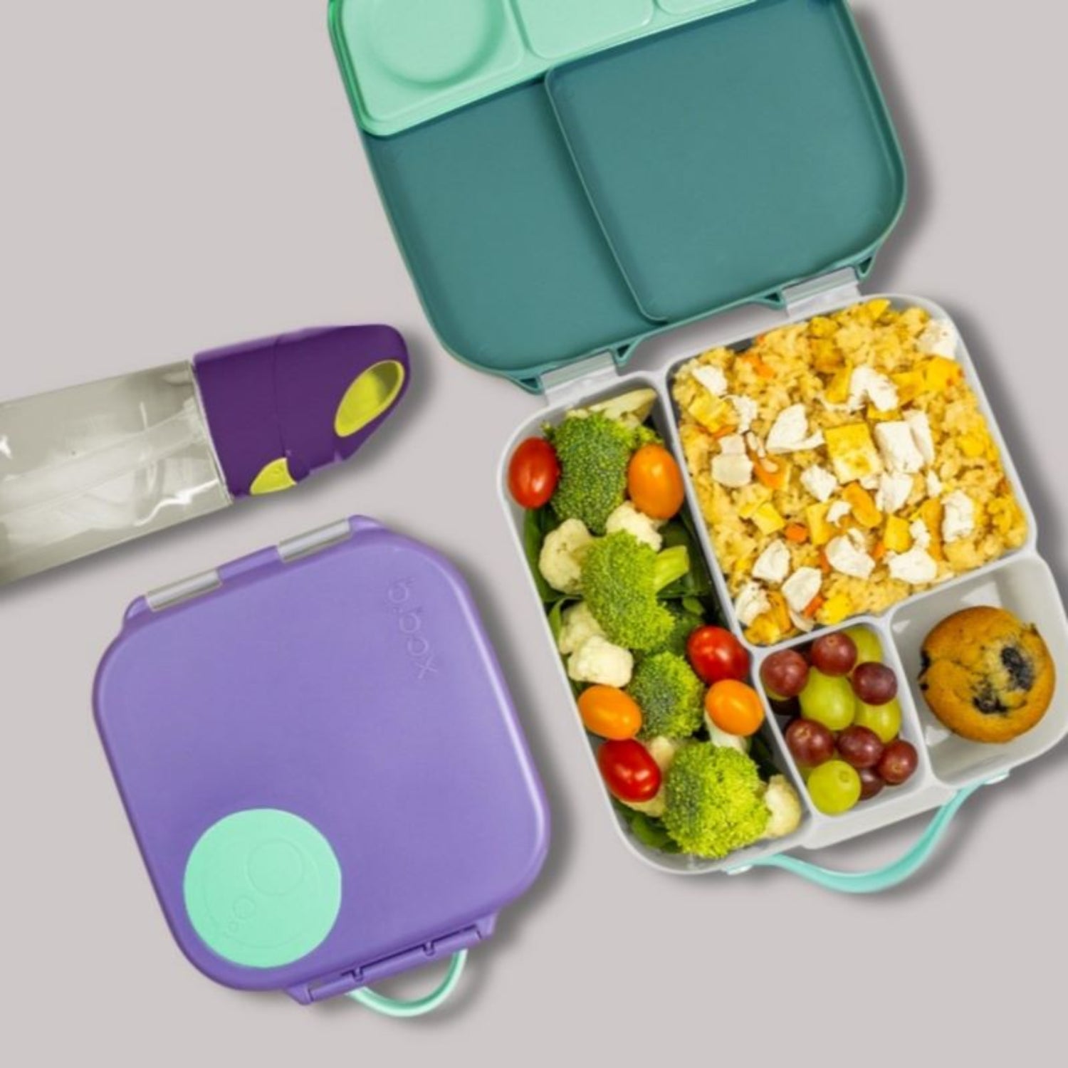 Lunchbox z przegródkami B.box  –  bez BPA, szczelny, pojemny i idealny na cały dzień, kolor: ciemnozielony