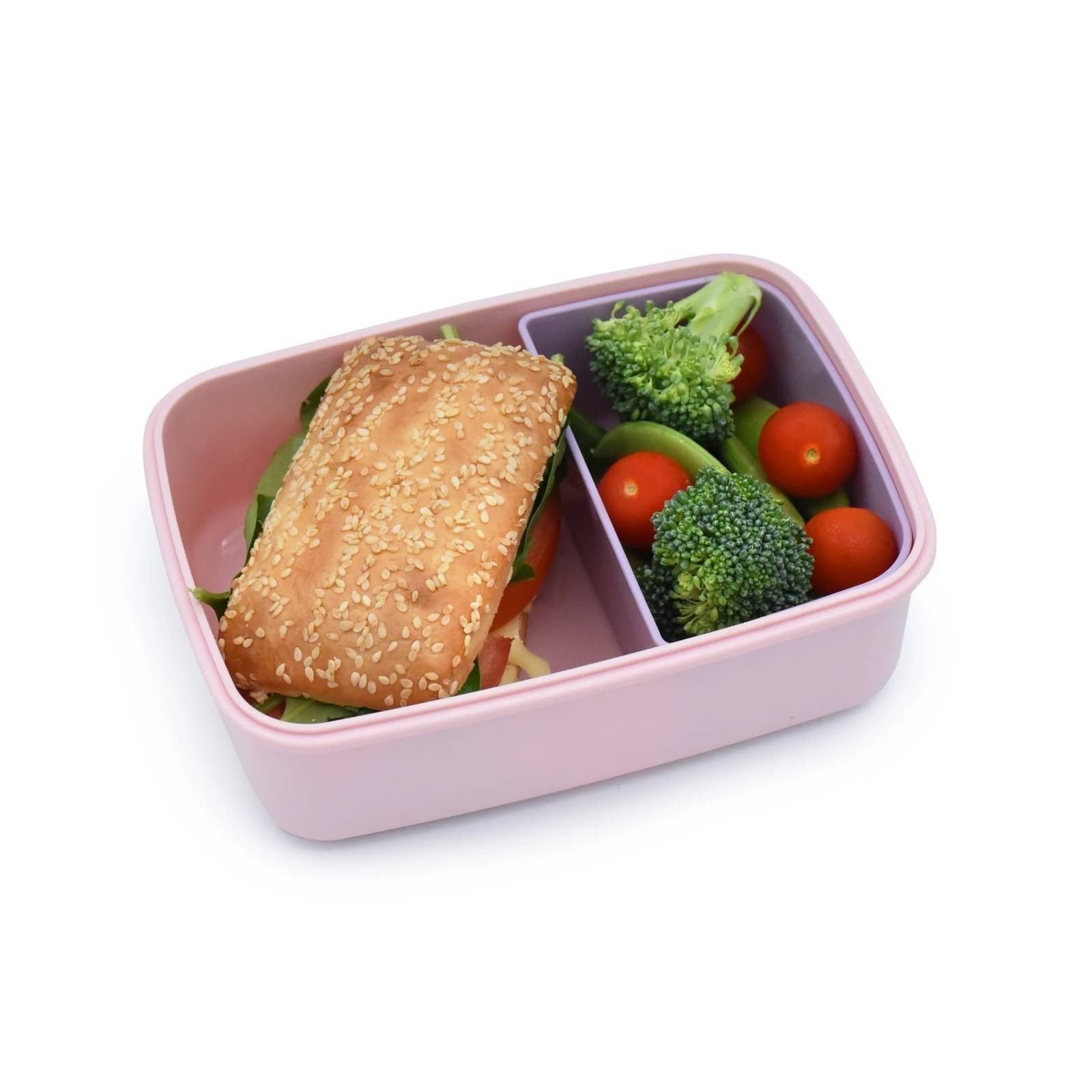Lunchbox z wyjmowanymi przegródkami dla dzieci Melii - trzy przegródki, 100% szczelny, łatwy do otwierania i bezpieczny dla zdrowia, silikon spożywczy, idealny do szkoły, kolor: różowy