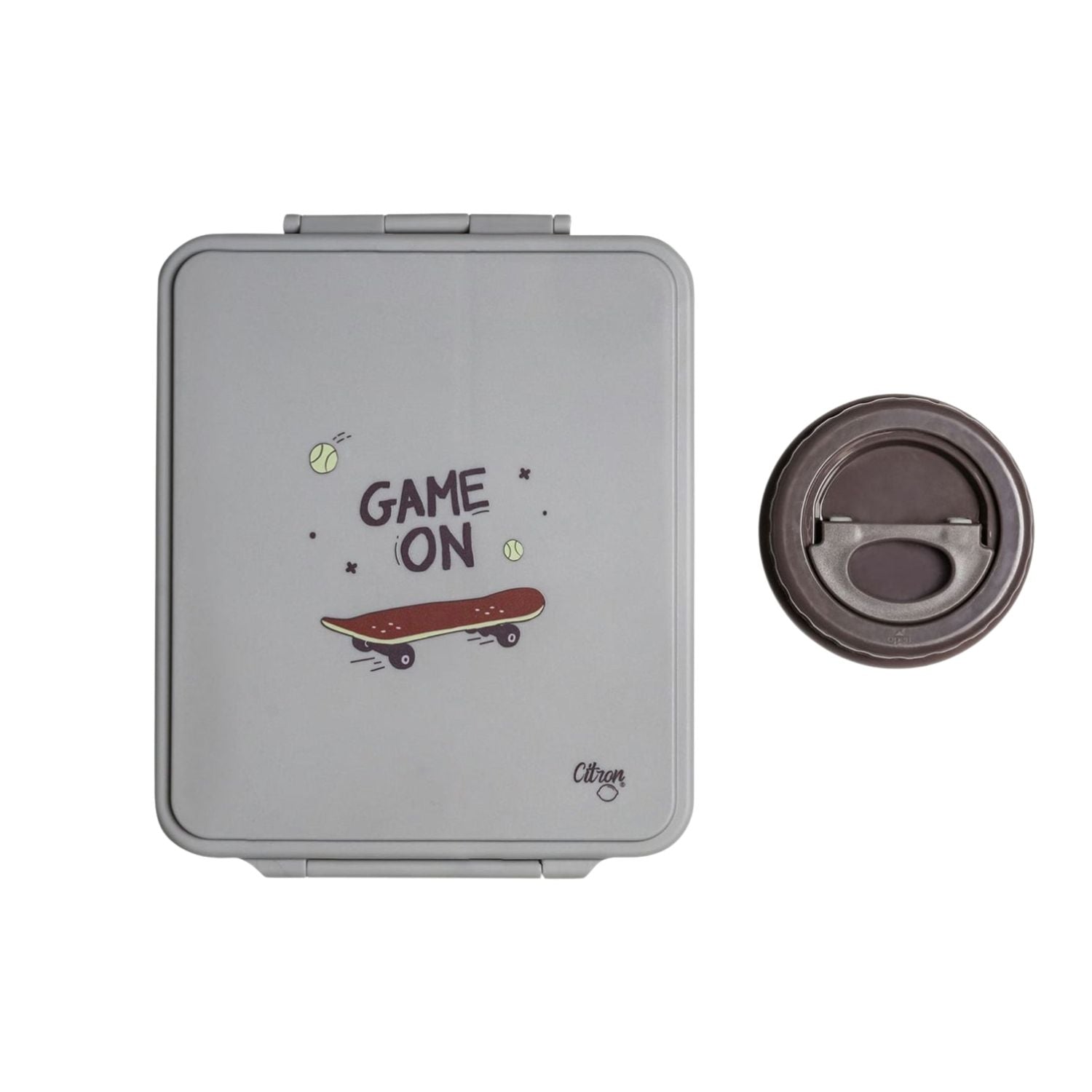 Grand Lunch Box Citron Cool Kid – śniadaniówka z 4 przegródkami i termosem, szczelna, stylowa i praktyczna, kolor: szary