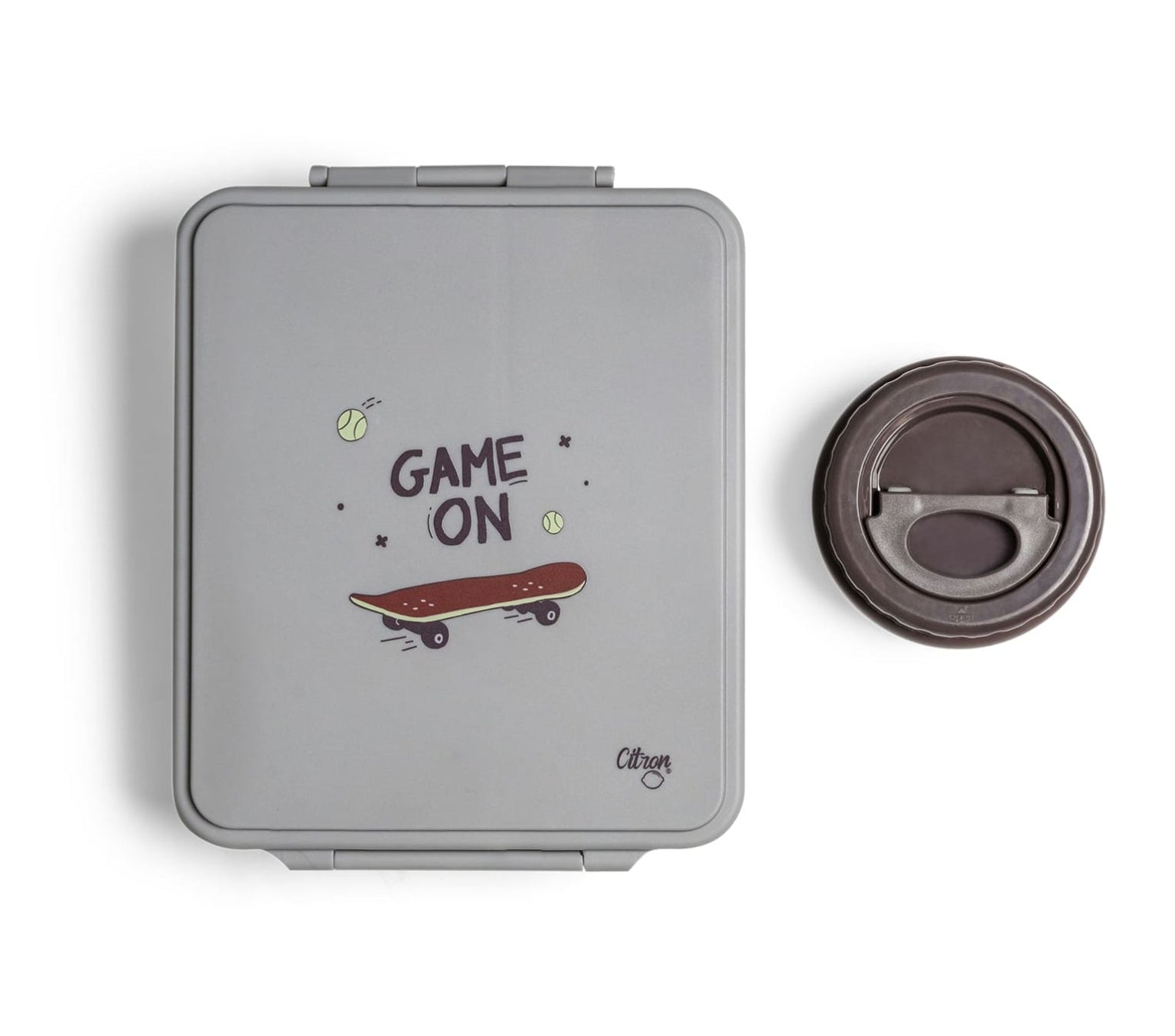 Grand Lunch Box Citron Cool Kid – śniadaniówka z 4 przegródkami i termosem, szczelna, stylowa i praktyczna, kolor: szary