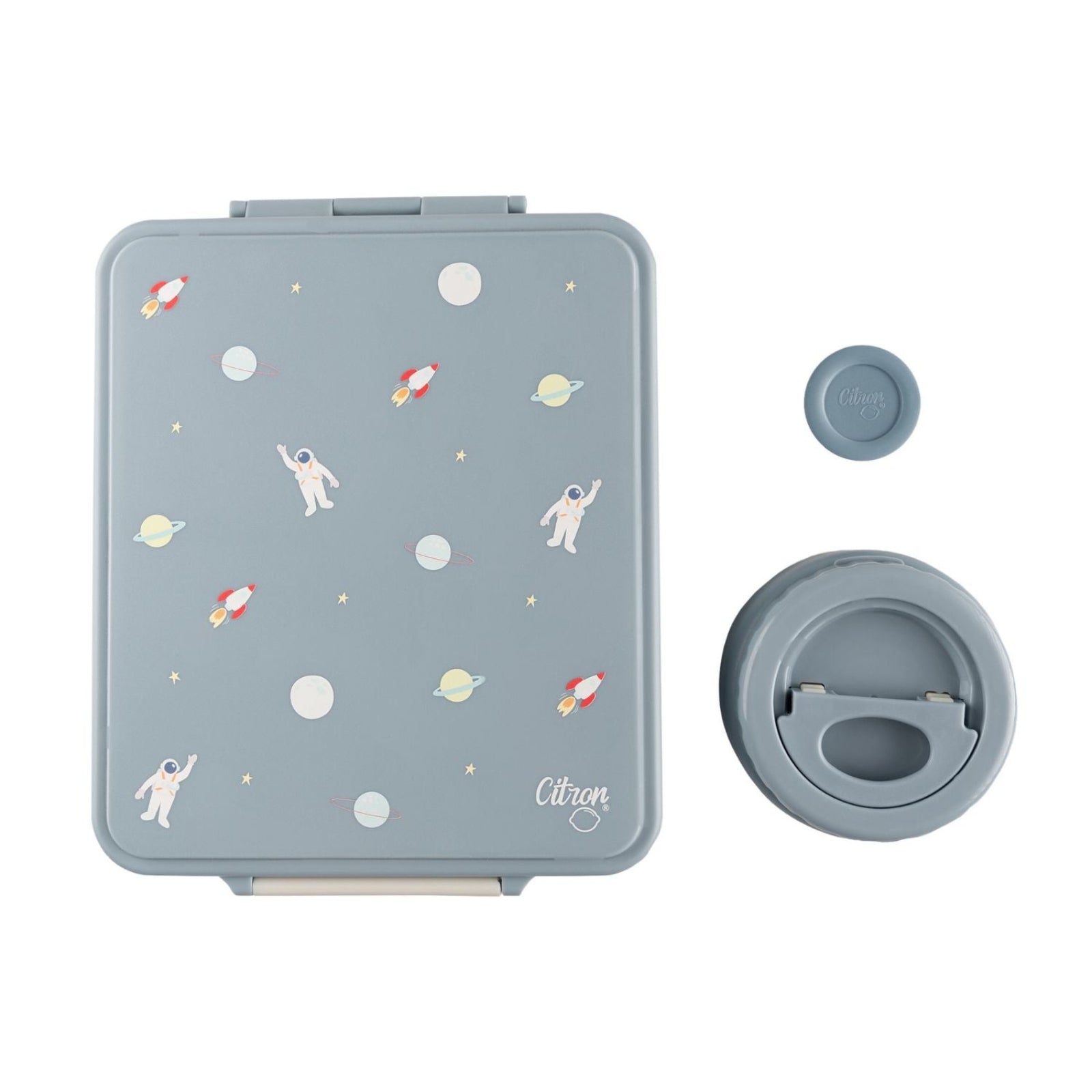 Grand Lunch Box Citron Spaceship – śniadaniówka z 4 przegródkami i termosem, szczelna, stylowa i praktyczna, wzór: kosmos