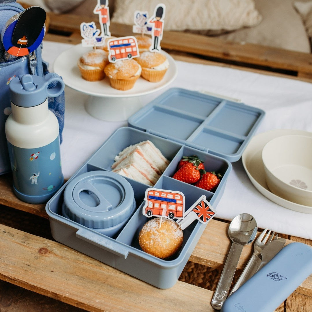 Grand Lunch Box Citron Spaceship – śniadaniówka z 4 przegródkami i termosem, szczelna, stylowa i praktyczna, wzór: kosmos