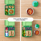 OmieBox Apple Green – pastelowo zielony lunchbox z termosem, przegródkami i uchwytem, idealny do szkoły i przedszkola.