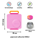 OmieBox Pixie Pink – pastelowo-różowy lunchbox z termosem, przegródkami i uchwytem, idealny do szkoły i przedszkola.