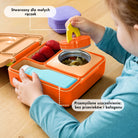 OmieBox Poppy Orange – pastelowo-pomarańczowy lunchbox z termosem, przegródkami i uchwytem, idealny do szkoły i przedszkola.