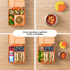 OmieBox Poppy Orange – pastelowo-pomarańczowy lunchbox z termosem, przegródkami i uchwytem, idealny do szkoły i przedszkola.