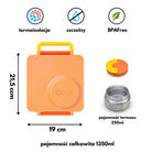 OmieBox Poppy Orange – pastelowo-pomarańczowy lunchbox z termosem, przegródkami i uchwytem, idealny do szkoły i przedszkola.