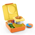 OmieBox Sunshine – żółty lunchbox z termosem, przegródkami i uchwytem, idealny do szkoły i przedszkola.
