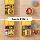 OmieBox Sunshine – żółty lunchbox z termosem, przegródkami i uchwytem, idealny do szkoły i przedszkola.