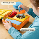OmieBox Sunshine – żółty lunchbox z termosem, przegródkami i uchwytem, idealny do szkoły i przedszkola.