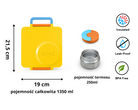 OmieBox Sunshine – żółty lunchbox z termosem, przegródkami i uchwytem, idealny do szkoły i przedszkola.