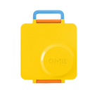 OmieBox Sunshine – żółty lunchbox z termosem, przegródkami i uchwytem, idealny do szkoły i przedszkola.