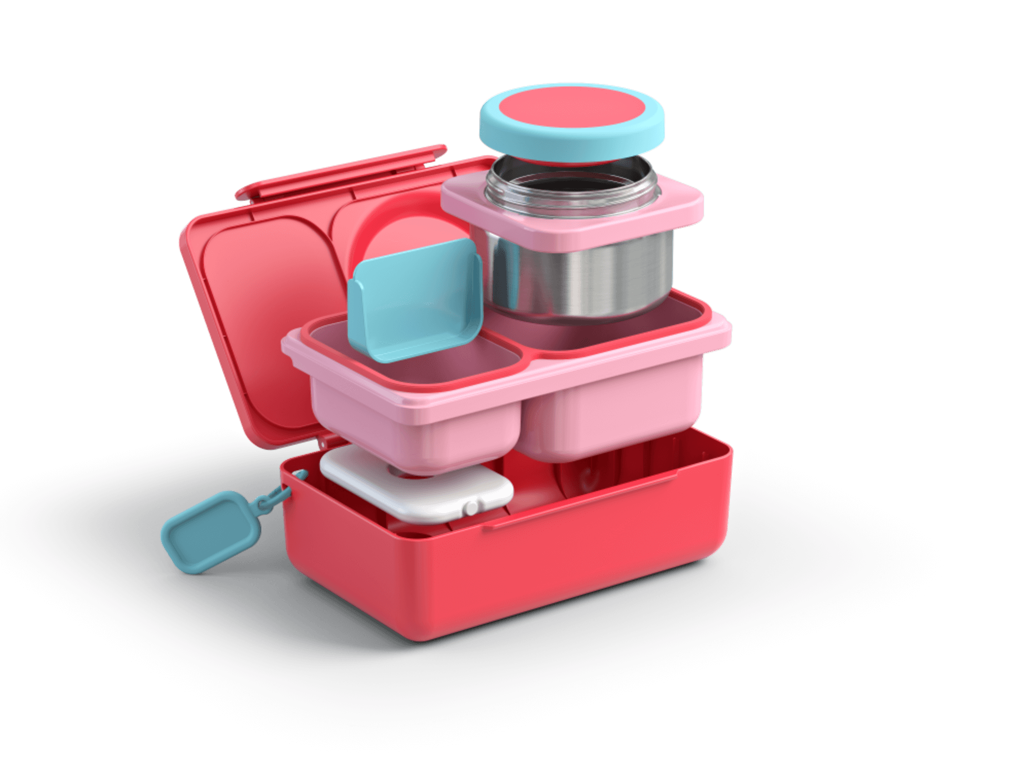 Lunchbox z termosem OmieBox Up Cherry Pink – szczelny, pojemny i stylowy, idealny do szkoły i pracy