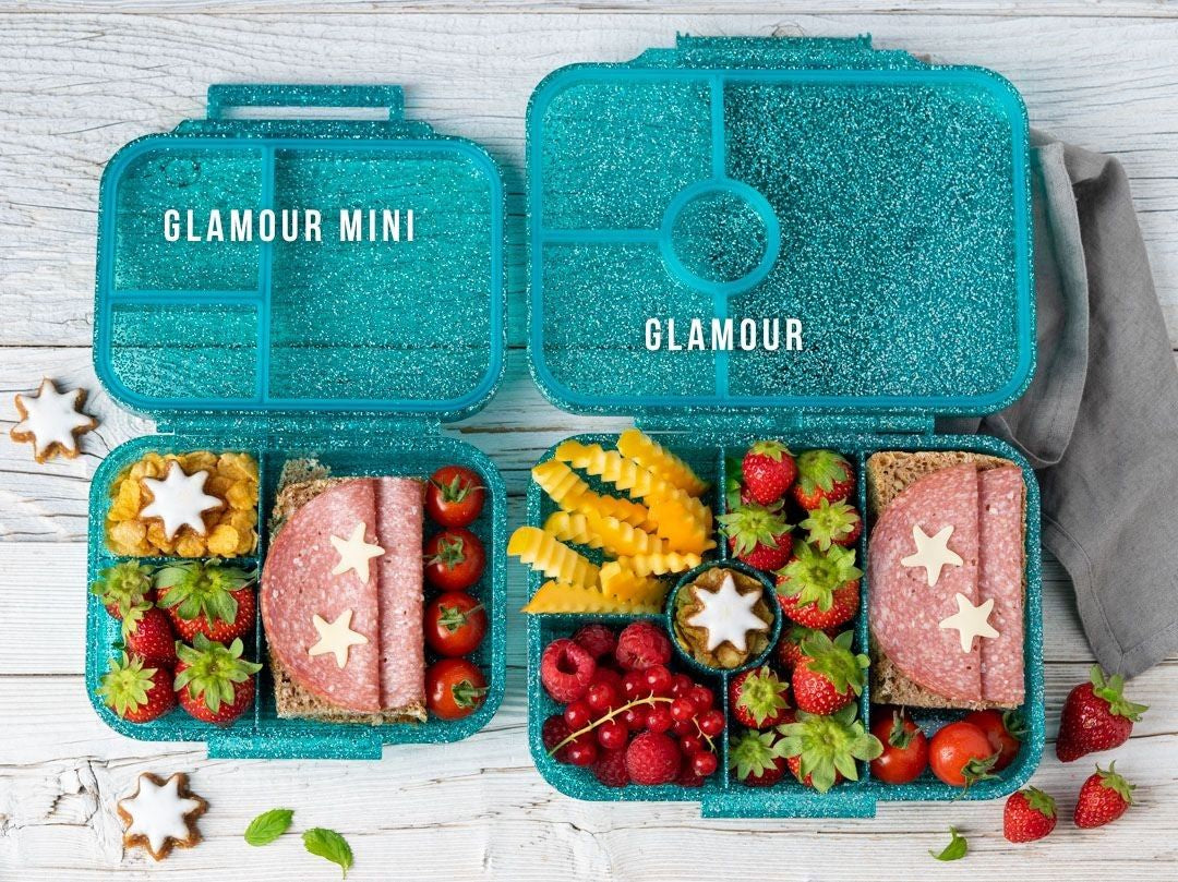 LekkaBox Glamour Mały Aqua – mini śniadaniówka na owoce i orzechy w turkusowym kolorze