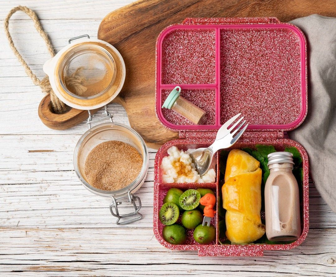 LekkaBox Glamour Pink – mały brokatowy pojemnik na drugie śniadanie
