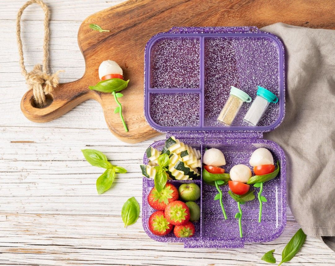 Fioletowy mini lunchbox bento LekkaBox Glamour szczelny z przegrodami