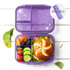 Kompaktowy fioletowy lunchbox z brokatem LekkaBox Glamour dla dziewczynki