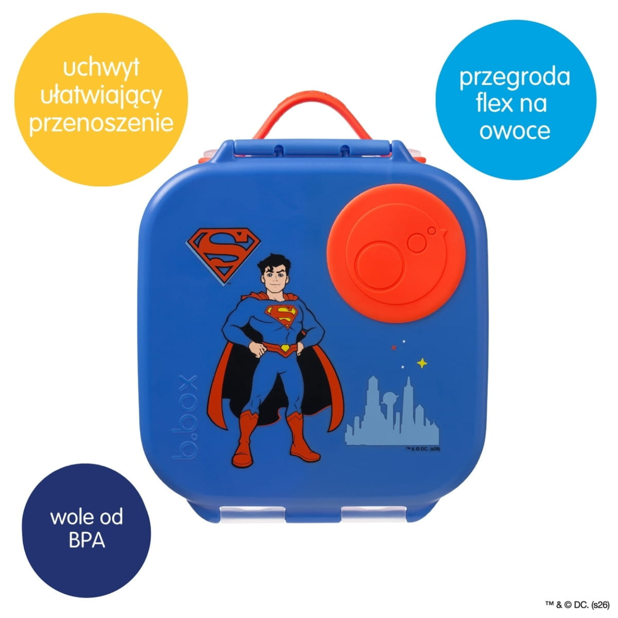 b-box mini Superman – szczelny bento box do szkoły i przedszkola