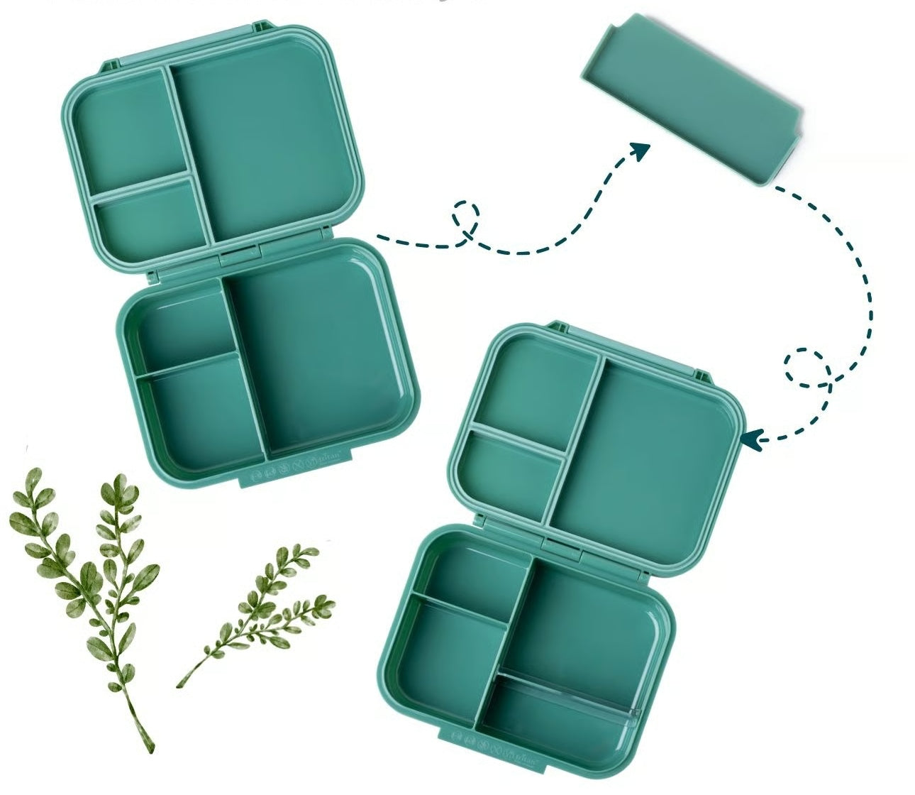 Lekkabox Classic Forest – lekka mini śniadaniówka z 3 przegródkami, szczelna i bez BPA, idealna do szkoły, przedszkola i pracy.