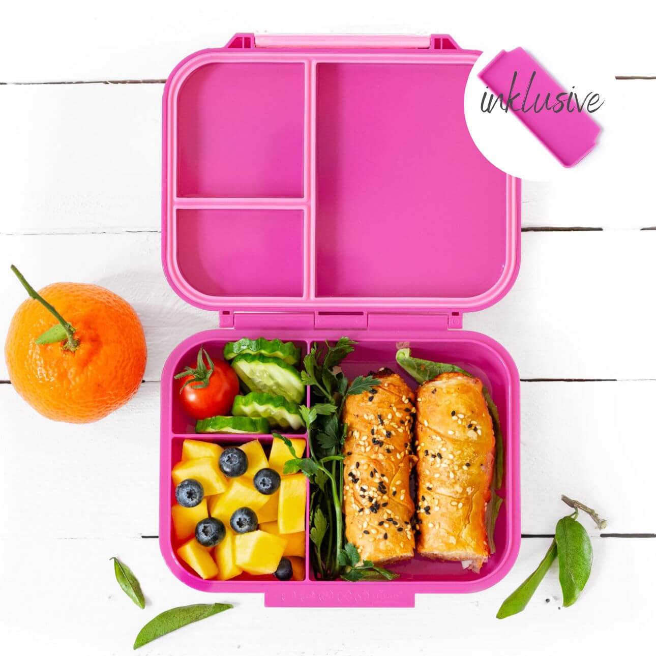 Lekkabox Classic Berry – lekka mini śniadaniówka z 3 przegródkami, szczelna i bez BPA, idealna do szkoły, przedszkola i pracy, kolor: różowy