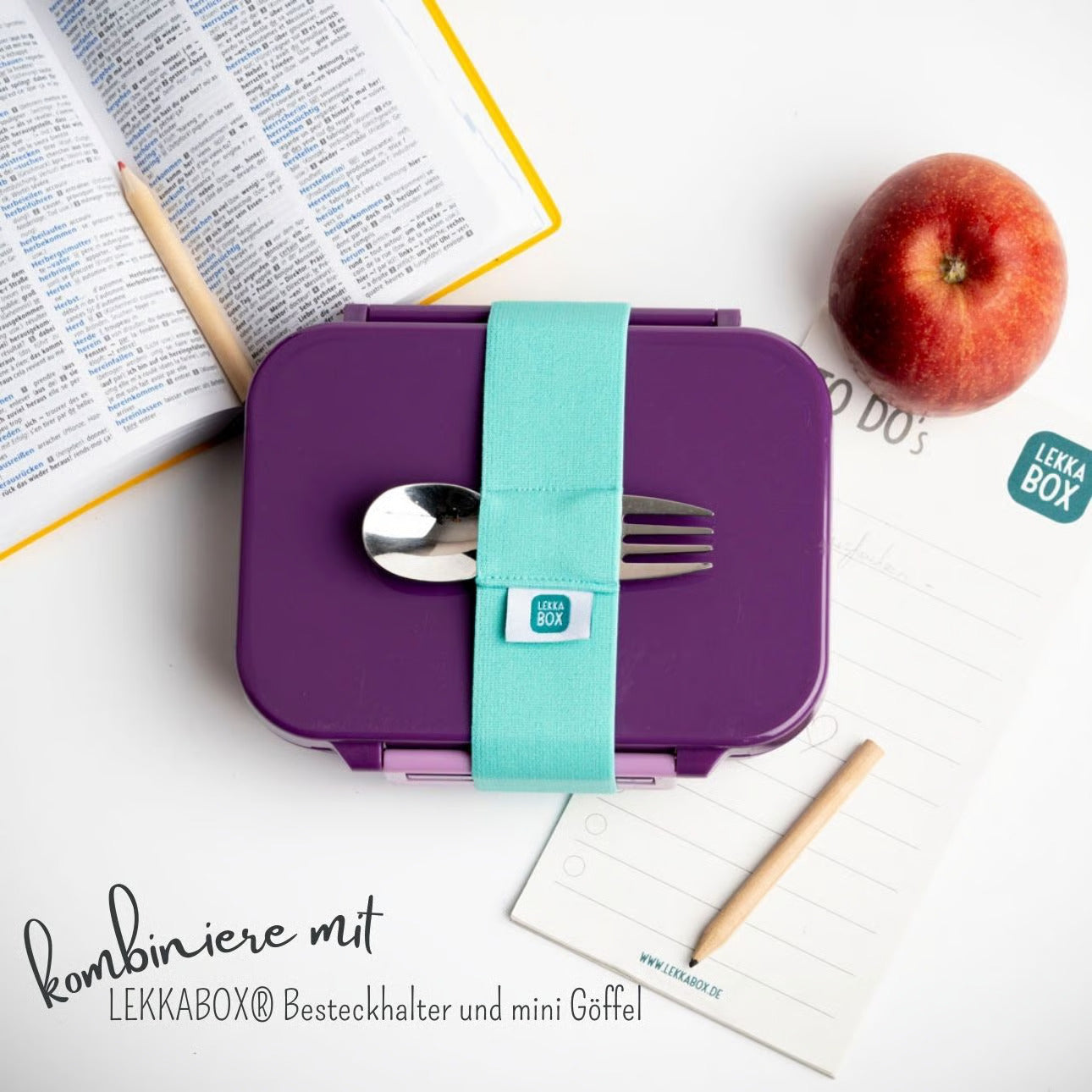 Lekkabox Classic Lilac – lekka mini śniadaniówka z 3 przegródkami, szczelna i bez BPA, idealna do szkoły, przedszkola i pracy, kolor: fioletowy