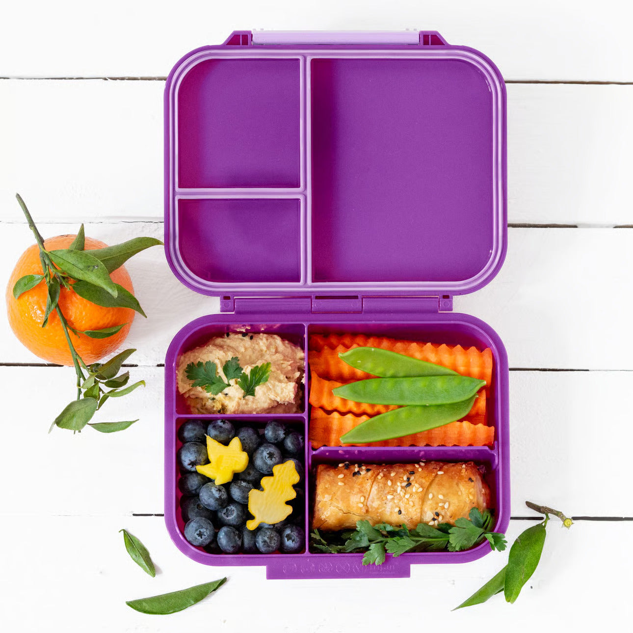 Lekkabox Classic Lilac – lekka mini śniadaniówka z 3 przegródkami, szczelna i bez BPA, idealna do szkoły, przedszkola i pracy, kolor: fioletowy