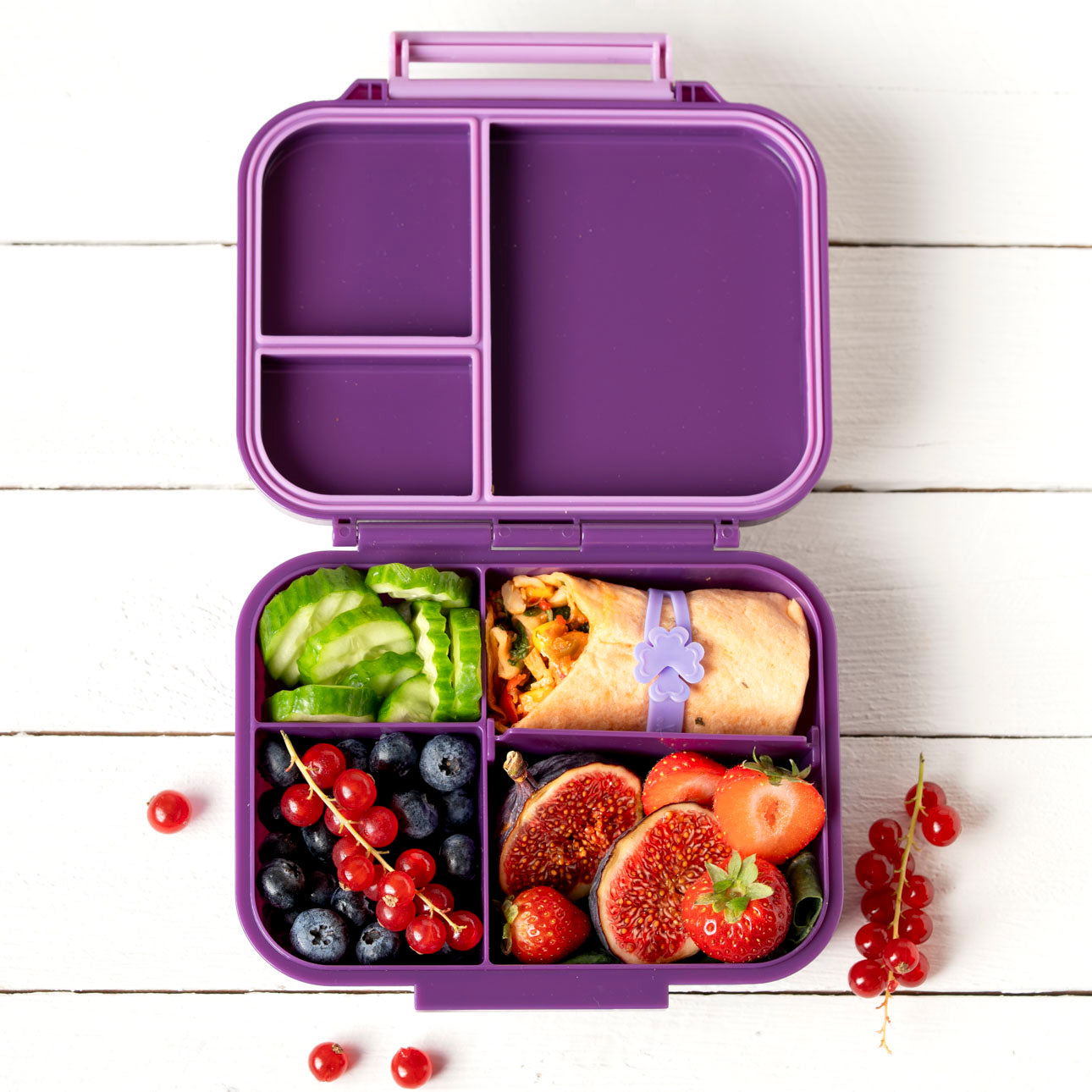 Lekkabox Classic Lilac – lekka mini śniadaniówka z 3 przegródkami, szczelna i bez BPA, idealna do szkoły, przedszkola i pracy, kolor: fioletowy