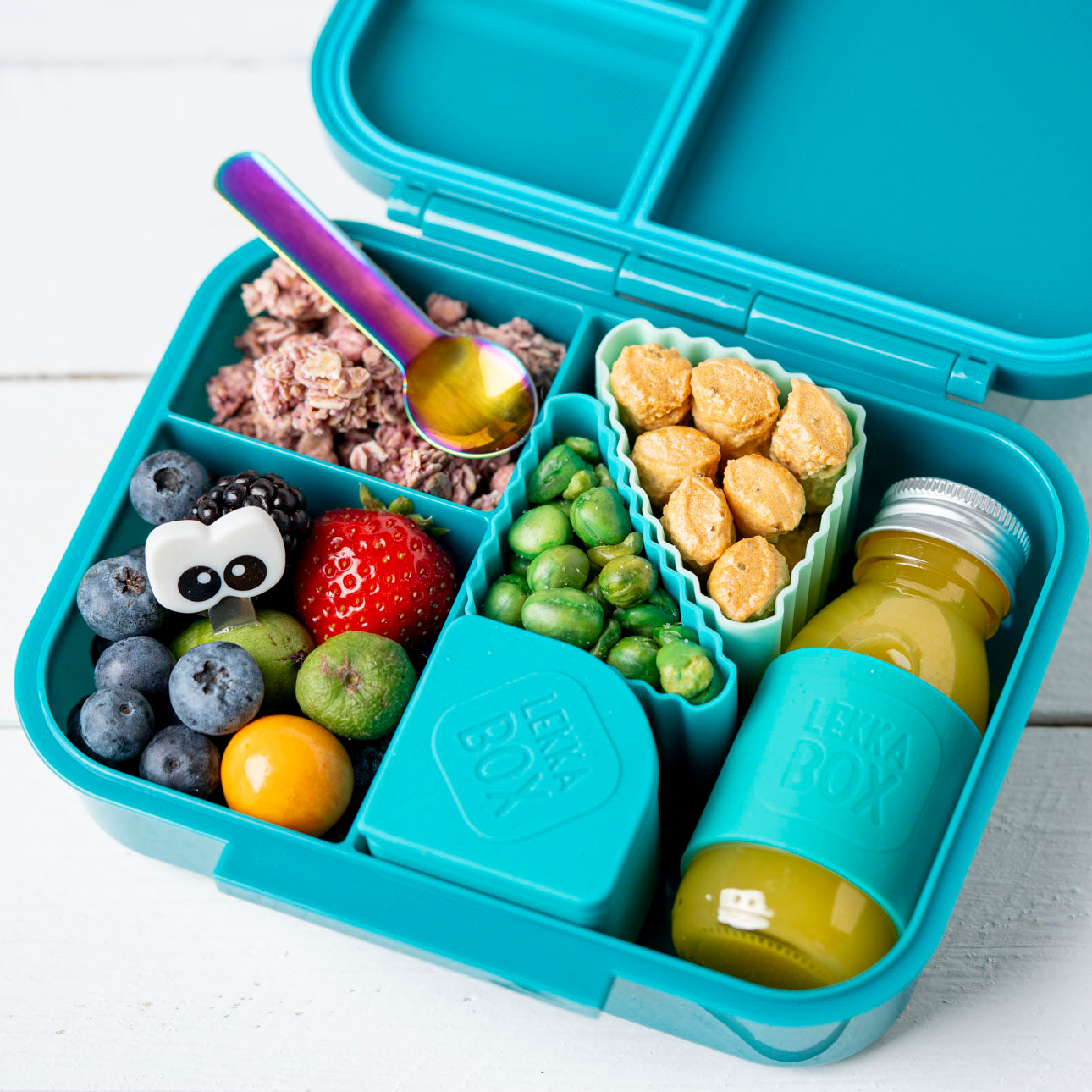 Lekkabox Classic Petrol – lekka mini śniadaniówka z 3 przegródkami, szczelna i bez BPA, idealna do szkoły, przedszkola i pracy.