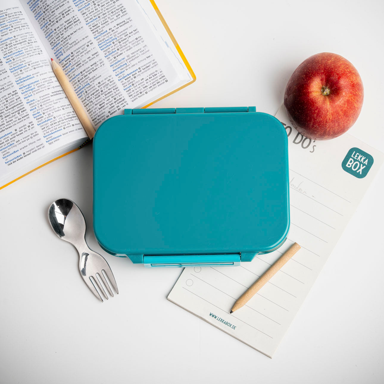 Lekkabox Classic Petrol – lekka mini śniadaniówka z 3 przegródkami, szczelna i bez BPA, idealna do szkoły, przedszkola i pracy.