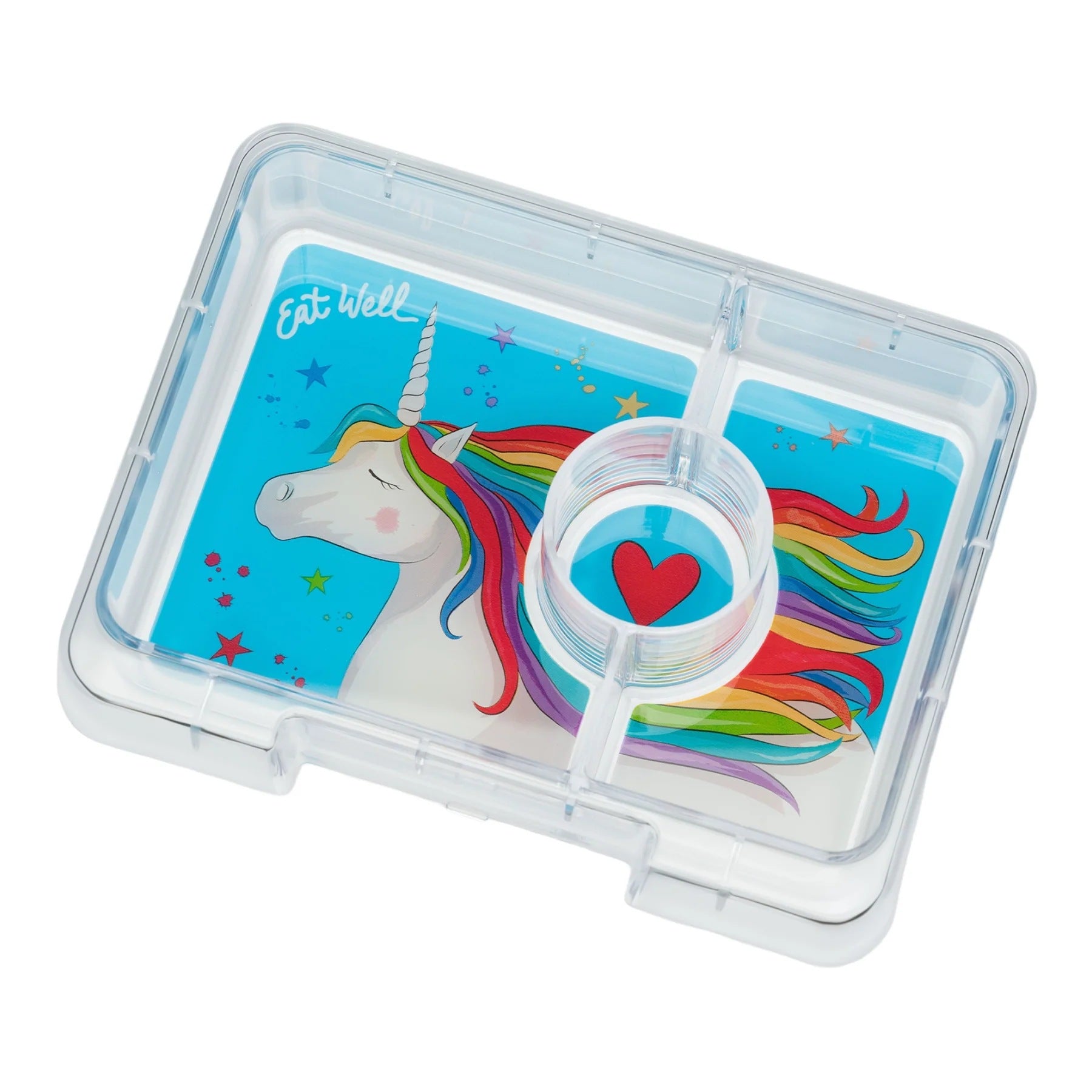Yumbox Snack mini-lunchbox Lavande Purple/Unicorn– kompaktowy lunchbox z 3 przegródkami i szczelną pokrywką dla dzieci, kolor: fioletowy
