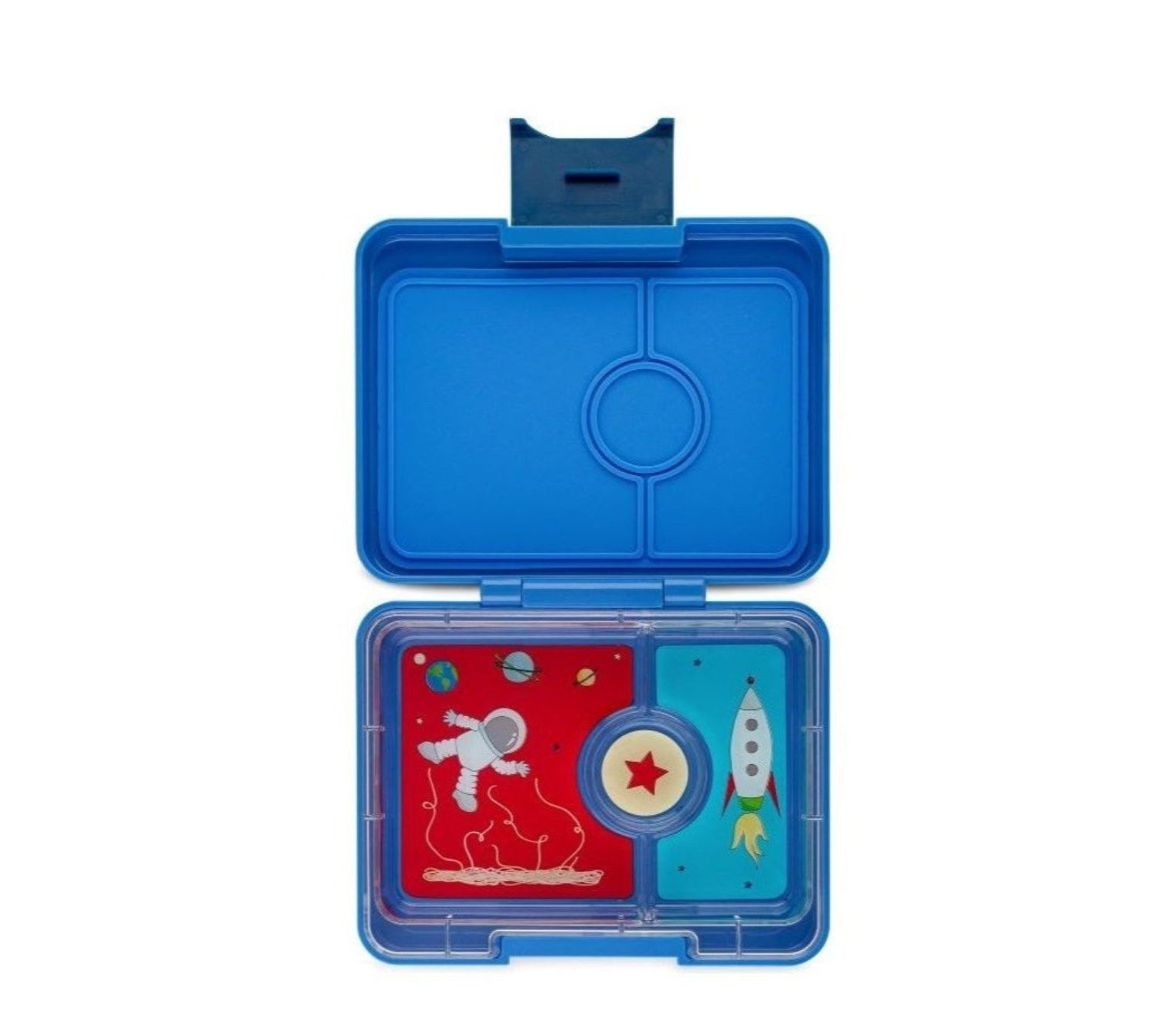 Yumbox Snack mini-lunchbox Surf Blue/Rocket– kompaktowy lunchbox z 3 przegródkami i szczelną pokrywką dla dzieci, kolor: granatowy