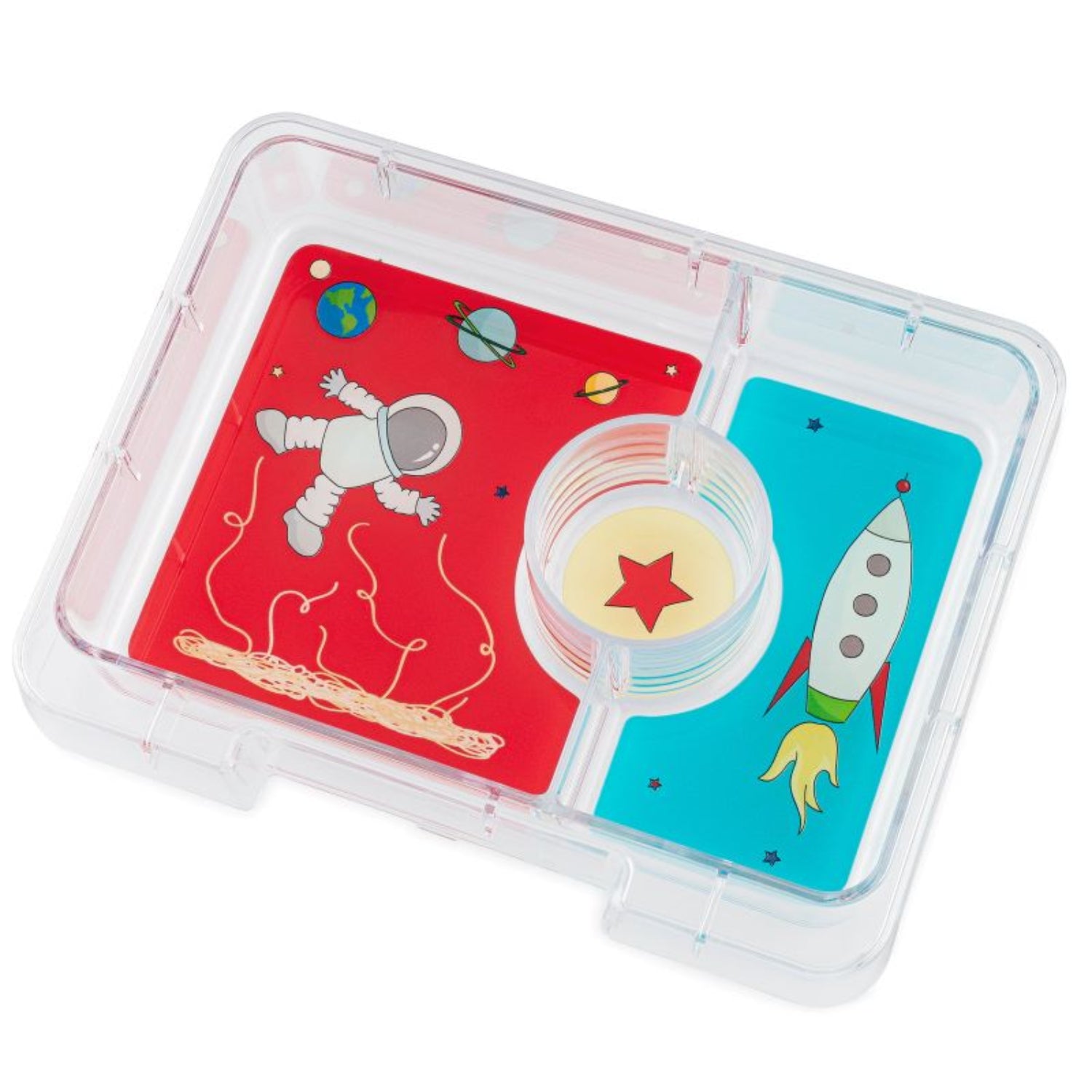 Yumbox Snack mini-lunchbox Surf Blue/Rocket – kompaktowy lunchbox z 3 przegródkami i szczelną pokrywką dla dzieci, kolor: granatowy