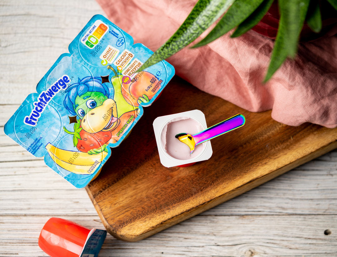 LEKKABOX Mini – mała łyżeczka do jogurtu, dipów i musów, trwała stal, bez BPA, kolorowa i łatwa do zabrania w podróż