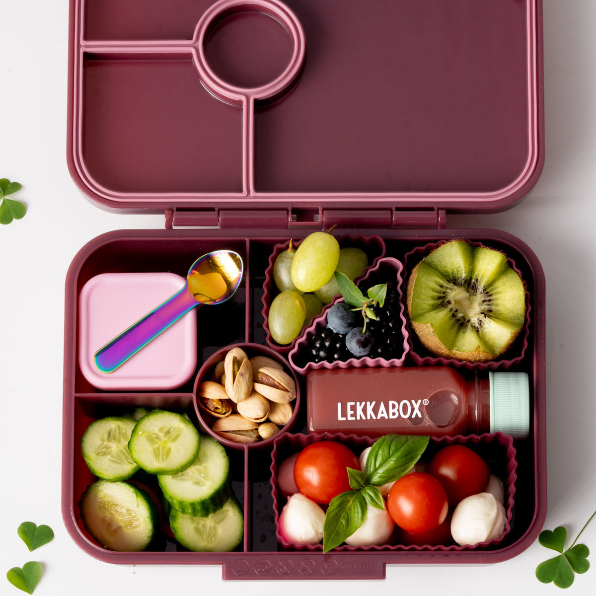 Lekkabox Cubis Lavender – pastelowe sosjerki ze stali nierdzewnej do bento boxa