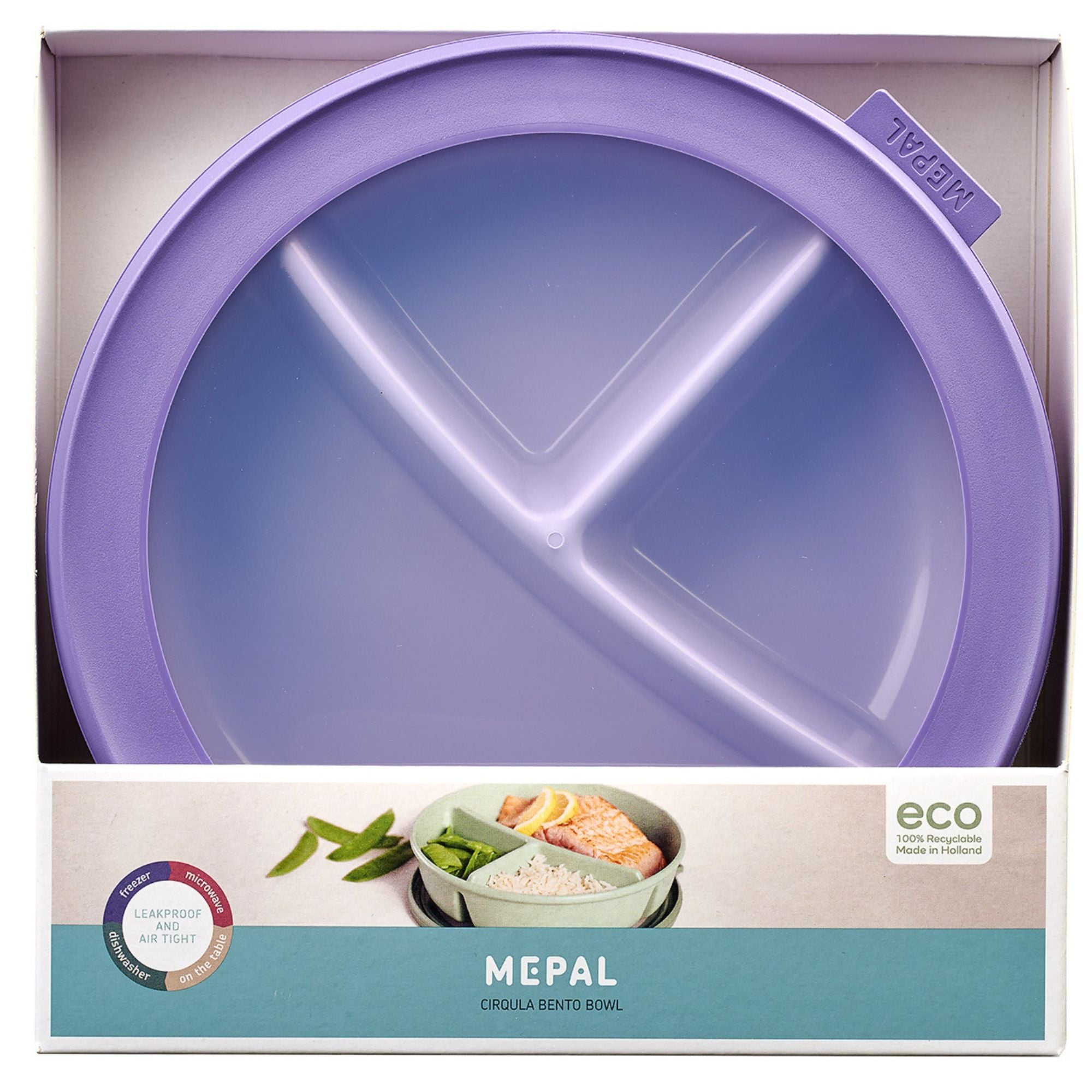 Mepal Cirqula Bento miska z przegródkami – 3 komory, szczelna pokrywka, kolor: vivid lilac
