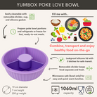 Pojemnik z przegródkami Yumbox Poke Bowl Maui Purple – 1l pojemności, szczelna pokrywka, bezpieczny i funkcjonalny, kolor: fioletowy