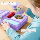OmieBox Lilac Purple – pastelowo-fioletowy lunchbox z termosem, przegródkami i uchwytem, idealny do szkoły i przedszkola.