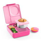 OmieBox Pixie Pink – pastelowo-różowy lunchbox z termosem, przegródkami i uchwytem, idealny do szkoły i przedszkola.