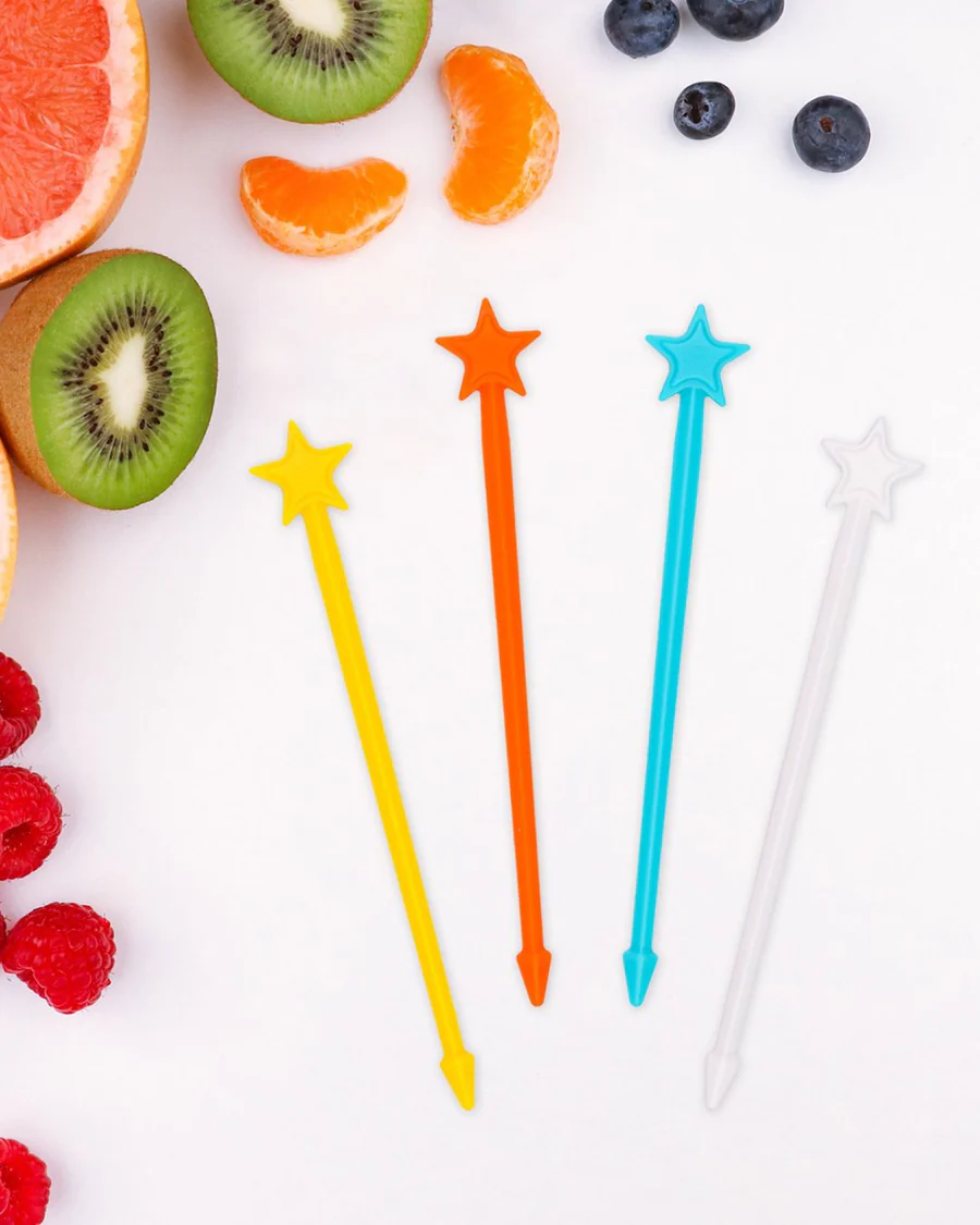 Kolorowe patyczki do przekąsek Lunch Punch– higieniczne, trwałe i wolne od BPA, świetne na kinderbal i do szkoły.
