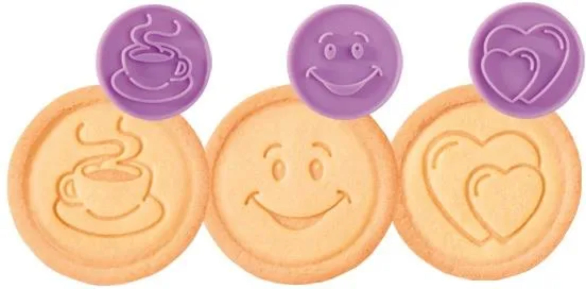 Pieczątki do ciastek DELÍCIA – stempelki z motywem imprezowym 3w1 z wykrawaczem i schowkiem