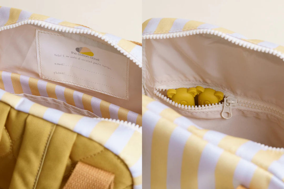 Dziecięcy plecaczek The Cotton Cloud z zewnętrzną kieszenią i bocznymi przegródkami – funkcjonalny i uroczy, wzór: cytryna