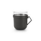 Pojemnik na owsiankę Make & Take Brabantia – szczelny kubek 600 ml z odkręcanym pojemnikiem na dodatki, idealny do pracy i szkoły, bezpieczny, wielofunkcyjny i ekologiczny, kolor: czarny 