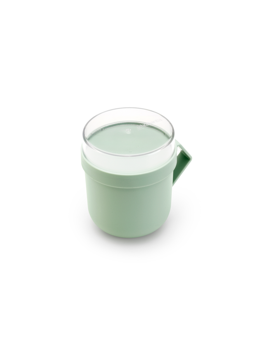 Pojemnik na owsiankę Make & Take Brabantia – szczelny kubek 600 ml z odkręcanym pojemnikiem na dodatki, idealny do pracy i szkoły, bezpieczny, wielofunkcyjny i ekologiczny, kolor: zielony