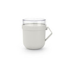 Pojemnik na owsiankę Make & Take Brabantia – szczelny kubek 600 ml z odkręcanym pojemnikiem na dodatki, idealny do pracy i szkoły, bezpieczny, wielofunkcyjny i ekologiczny, kolor: szary
