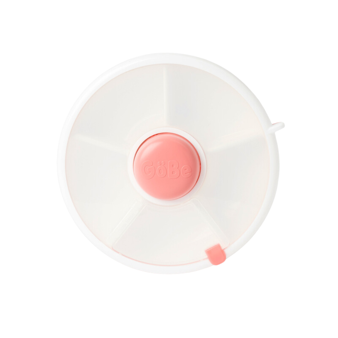GoBe Snack Spinner – pojemnik na przekąski, interaktywny, szczelny i łatwy w obsłudze, kolor: coral pink